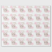 Kinderen Carrousel Roze Eenhoorn Meisje 1e Verjaar Cadeaupapier (Vlak)