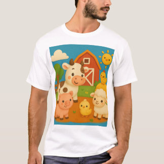 Kinderen cartoon stijl grafiek van baby dieren t-shirt