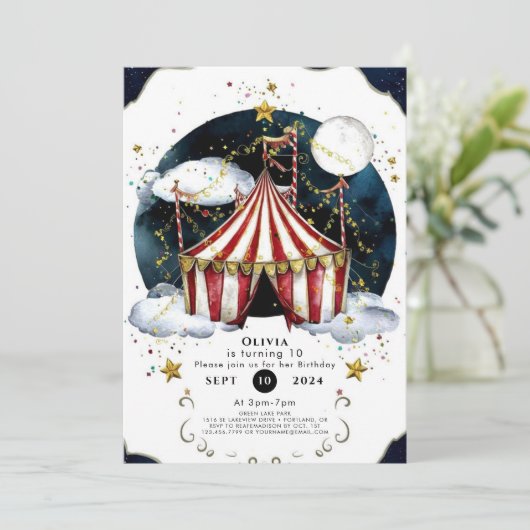 Kinderen Celestial Circus Verjaardag Kaart (Staand voorkant)