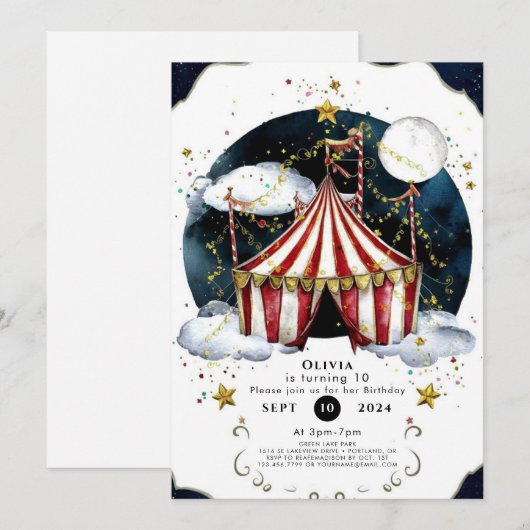 Kinderen Celestial Circus Verjaardag Kaart (Voorkant / Achterkant)