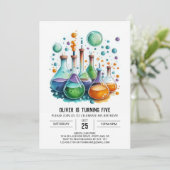 Kinderen Chemie Experiment Wetenschapper Verjaarda Kaart (Staand voorkant)