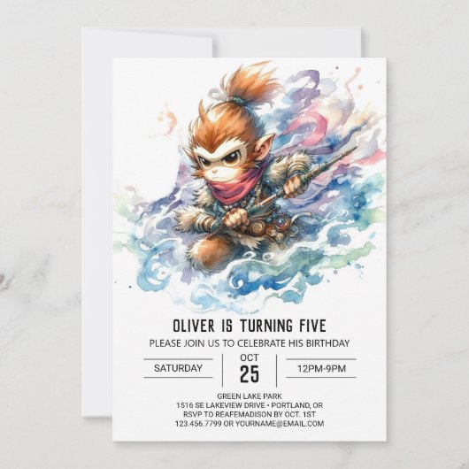 Kinderen Chic Monkey Verjaardag Kaart (Voorkant)