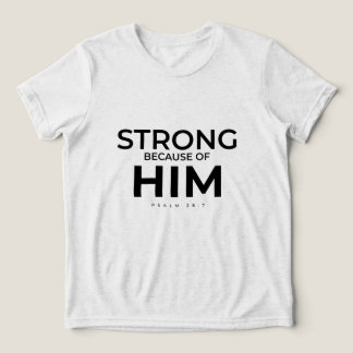 Kinderen Christelijk T-shirt Psalm 28:7 Sterk in H