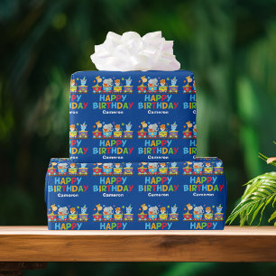 Kinderen Circus Animal Train Cute Custom Boys Birt Cadeaupapier