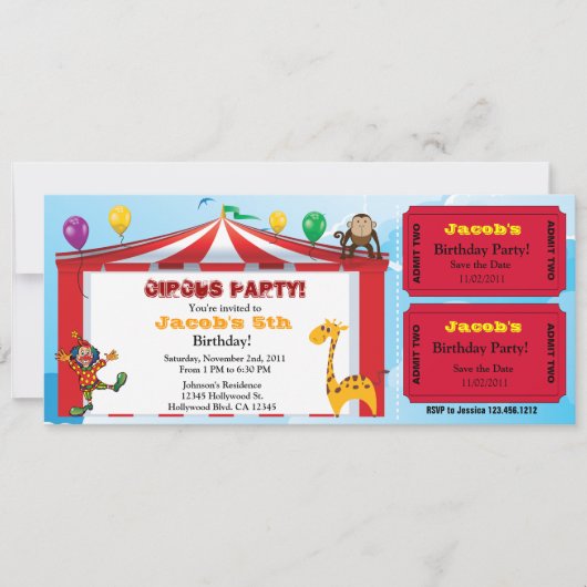 Kinderen Circus Verjaardagskaart Uitnodigingen (Voorkant)