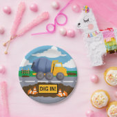 Kinderen constructie vrachtwagen verjaardagsfeestj papieren bordje (Feest)