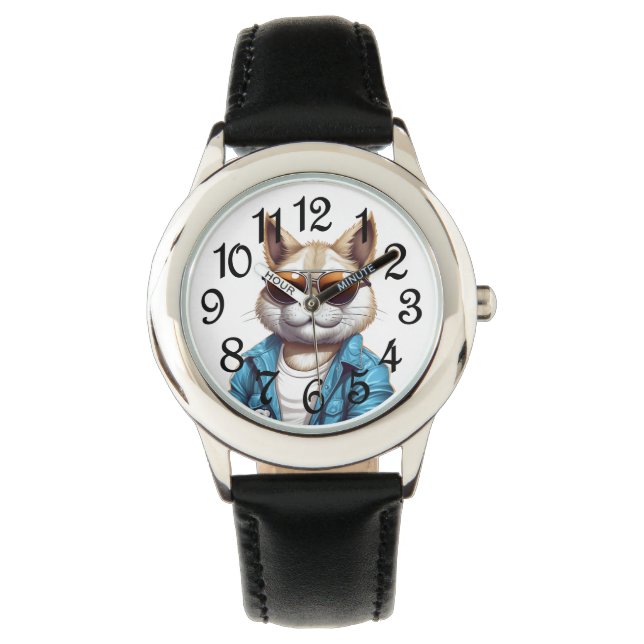 Kinderen Cool Cat Horloge (Voorkant)