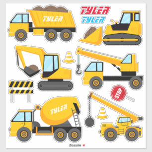 Kinderen Cool Construction Equipment, Namen Sticke Sticker