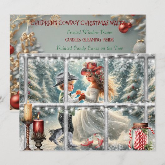 Kinderen Cowboy Kerst Waltz Kerst Kaart (Voorkant / Achterkant)