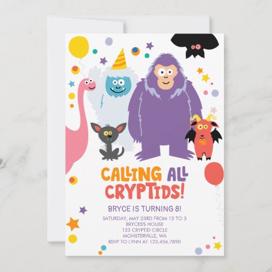 Kinderen Cryptid Verjaardag Kaart (Voorkant)