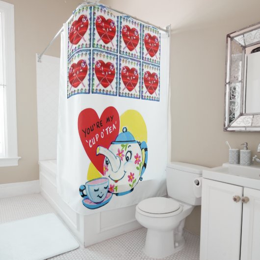 Kinderen Cup Thee valentijnen Douchegordijn (In situ)