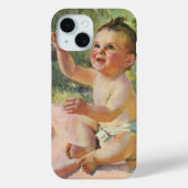 kinderen, Cute Baby Girl op een Roze Blanket Case-Mate iPhone Case (Achterkant)