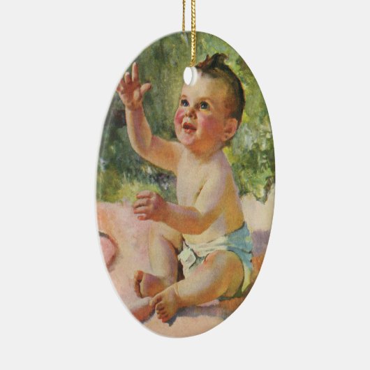 kinderen, Cute Baby Girl op een Roze Blanket Keramisch Ornament (Rechts)