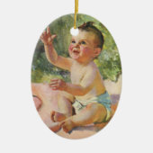  kinderen, Cute Baby Girl op een Roze Blanket Keramisch Ornament (Voorkant)