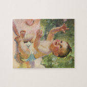  kinderen, Cute Baby Girl op een Roze Blanket Legpuzzel (Horizontaal)