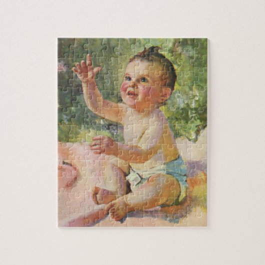  kinderen, Cute Baby Girl op een Roze Blanket Legpuzzel (Verticaal)
