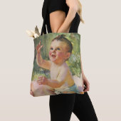  kinderen, Cute Baby Girl op een Roze Blanket Tote Bag (Dichtbij)