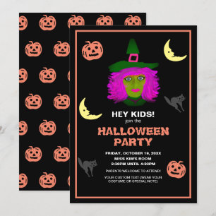 Kinderen Cute Halloween Thema Zwart Oranje Feestje Kaart