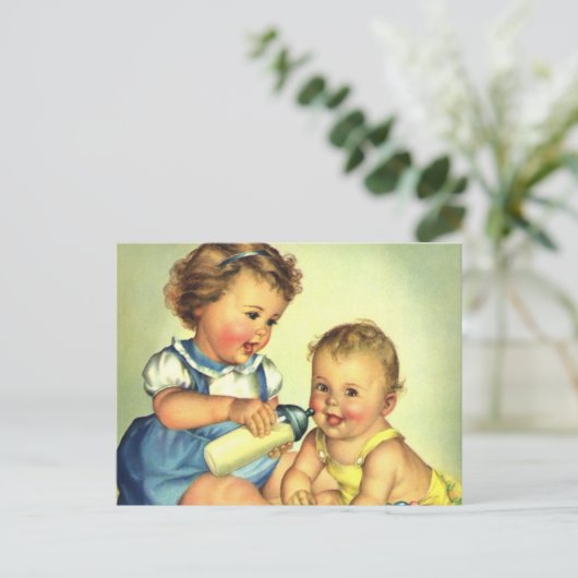  kinderen, Cute Happy Toddlers-sloopfles Briefkaart (Staand voorkant)