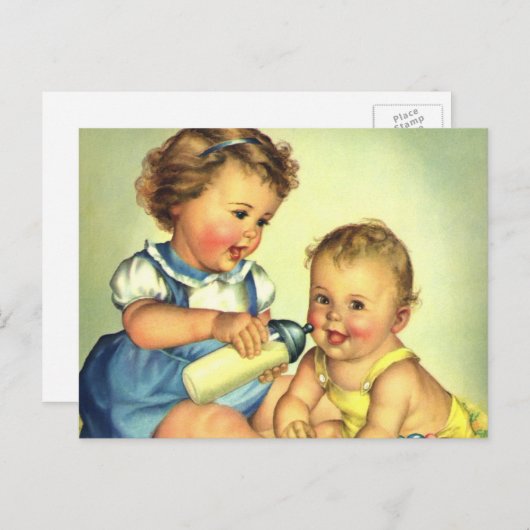  kinderen, Cute Happy Toddlers-sloopfles Briefkaart (Voorkant / Achterkant)