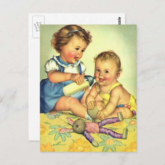  kinderen, Cute Happy Toddlers-sloopfles Briefkaart (Voorkant / Achterkant)