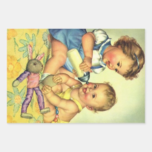  kinderen, Cute Happy Toddlers-sloopfles Inpakpapier Vel (Voorkant)