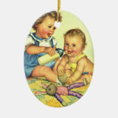  kinderen, Cute Happy Toddlers-sloopfles Keramisch Ornament (Voorkant)