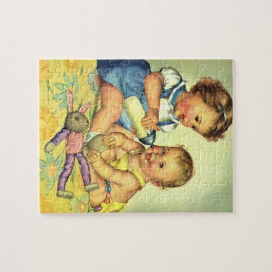  kinderen, Cute Happy Toddlers-sloopfles Legpuzzel (Horizontaal)