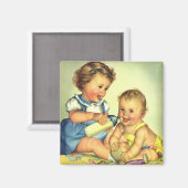  kinderen, Cute Happy Toddlers-sloopfles Magneet (Voorkant / Achterkant)