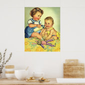  kinderen, Cute Happy Toddlers-sloopfles Poster (Keuken)