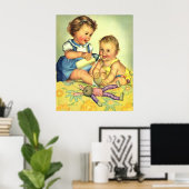  kinderen, Cute Happy Toddlers-sloopfles Poster (Thuiskantoor)