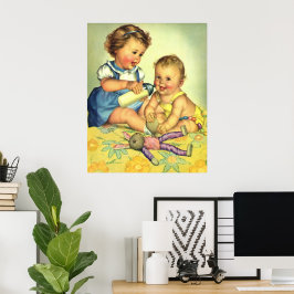  kinderen, Cute Happy Toddlers-sloopfles Poster