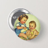  kinderen, Cute Happy Toddlers-sloopfles Ronde Button 5,7 Cm (Voorkant /achterkant)