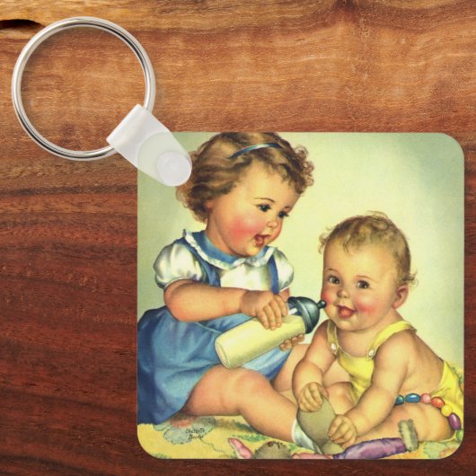 kinderen, Cute Happy Toddlers-sloopfles Sleutelhanger (Voorkant)