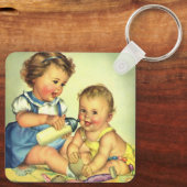 kinderen, Cute Happy Toddlers-sloopfles Sleutelhanger (Achterkant)