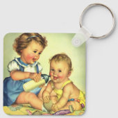 kinderen, Cute Happy Toddlers-sloopfles Sleutelhanger (Achterkant)