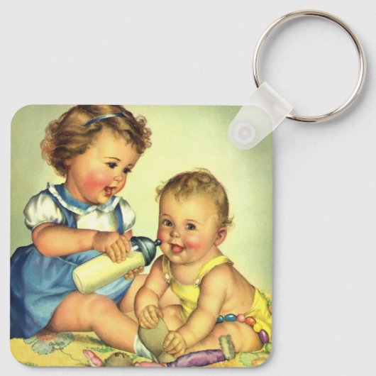  kinderen, Cute Happy Toddlers-sloopfles Sleutelhanger (Achterkant)