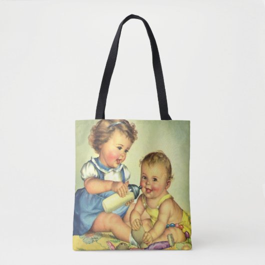 kinderen, Cute Happy Toddlers-sloopfles Tote Bag (Voorkant)
