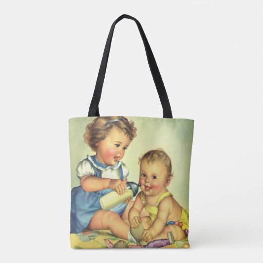  kinderen, Cute Happy Toddlers-sloopfles Tote Bag (Achterkant)