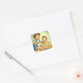  kinderen, Cute Happy Toddlers-sloopfles Vierkante Sticker (Envelop)