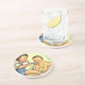  kinderen, Cute Happy Toddlers-sloopfles Zandsteen Onderzetter (Zijkant)