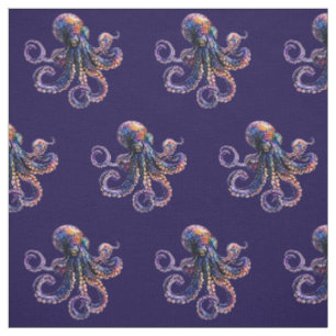 Kinderen Cute Kleine Octopus Paarse Achtergrond Stof