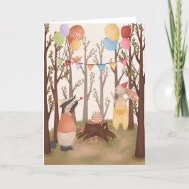 Kinderen Cute Woodland Animal Party Birthday Kaart