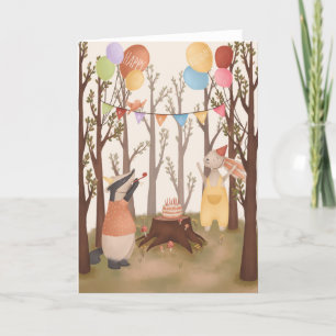 Kinderen Cute Woodland Animal Party Birthday Kaart