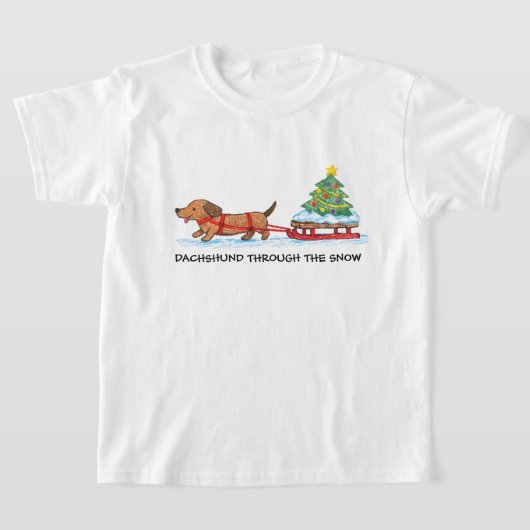 Kinderen Dachshund Kerstmis T-shirt (Laagn)