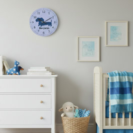 Kinderen Dachshund Wandklok Blauw Wiener Hond Baby