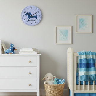 Kinderen Dachshund Wandklok Blauw Wiener Hond Baby