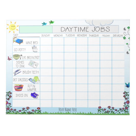 Kinderen Dagelijkse Taken Chart Aangepaste Notitie Notitieblok (Voorkant)