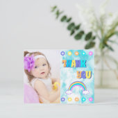 Kinderen Dank je wel Regenboog Retro Kleurrijk Briefkaart (Staand voorkant)