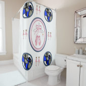 kinderen dansen witte blauwe gordijnmeisjes douchegordijn (In situ)